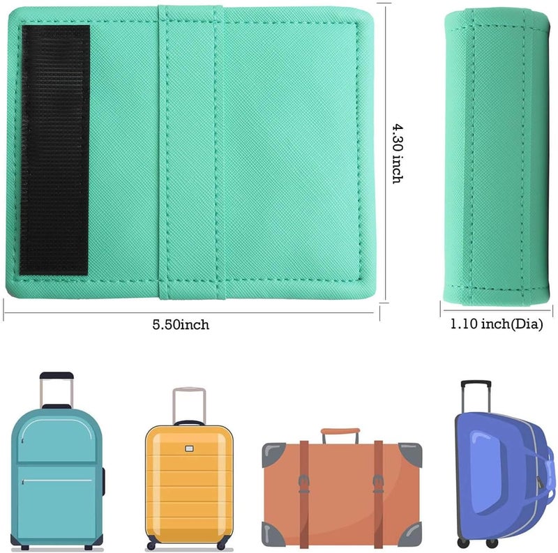 Gowraps Luggage Handle Wrap 5 Pack-Leather Luggage Handle Wraps for Suitcase/Handbag/Duffel Bag/Car Bright Luggage Identfier/Handle Covers/Grips Luggage Accessories for Travel 3.0 (Aqua) - Image 2